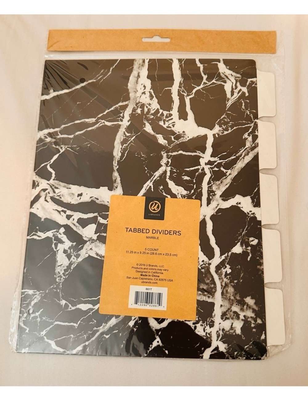 U Brands  | Dividers | Black & White Marble Print